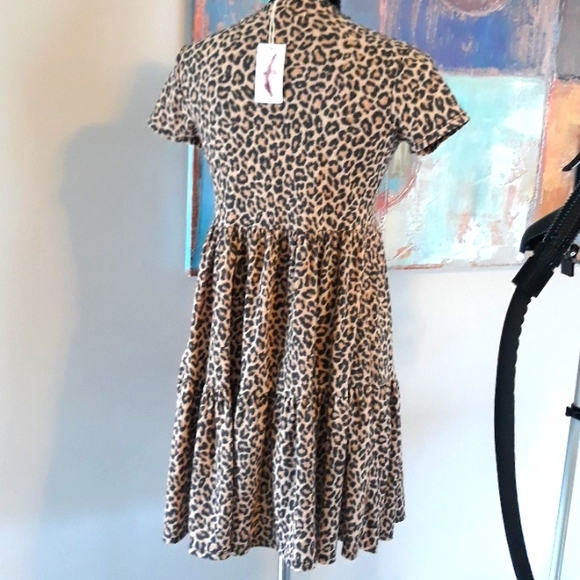 Jessica Simpson Cheetah Print Baby Doll Dress/ Dress Ruffled Bottom Size M /NWT - Picture 9 of 11
